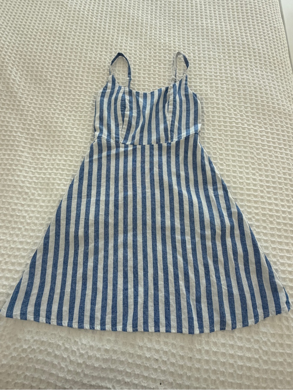 Old Navy Blue and White Striped Linen Sundress